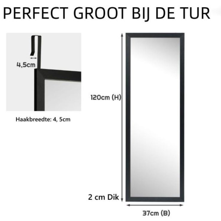 Coast Wandspiegel – 120 x 37 cm – Zwart
