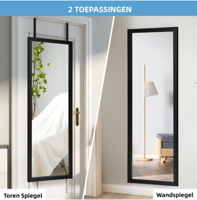 Coast Wandspiegel – 120 x 37 cm – Zwart