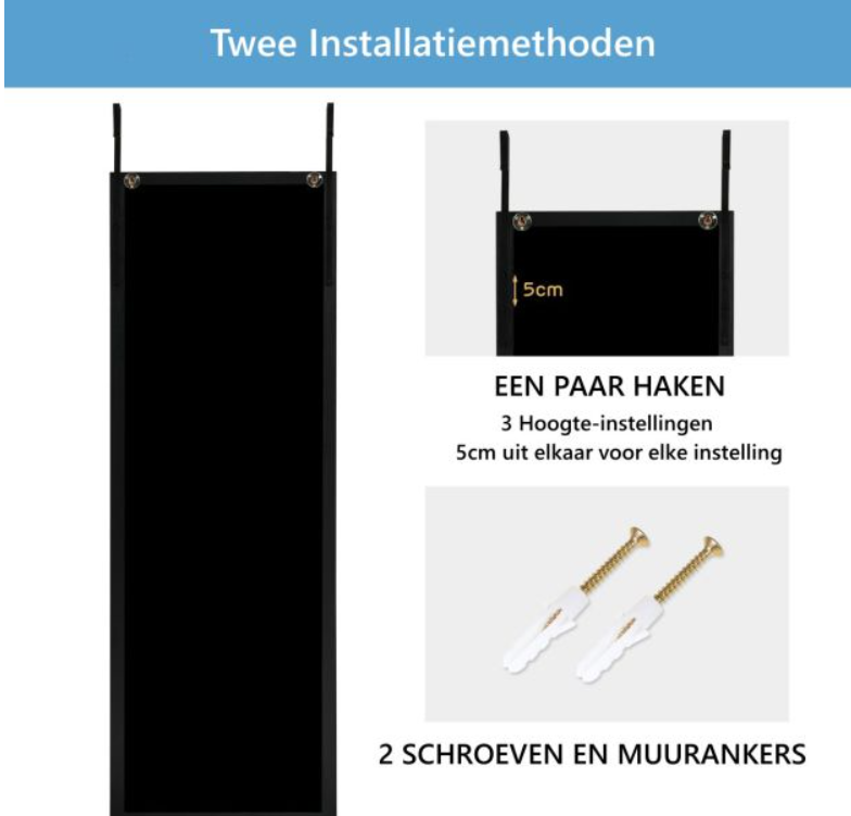 Coast Wandspiegel – 120 x 37 cm – Zwart