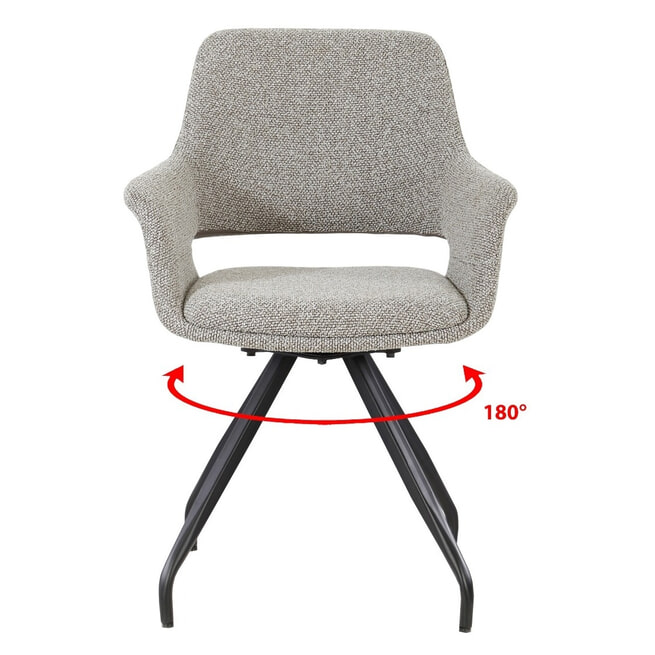 Furnihaus Monza Bjorn Eetkamerstoelen - 2 stuks - Taupe - 82,5x59x60 cm Met Armleuningen - 180° Draaibaar