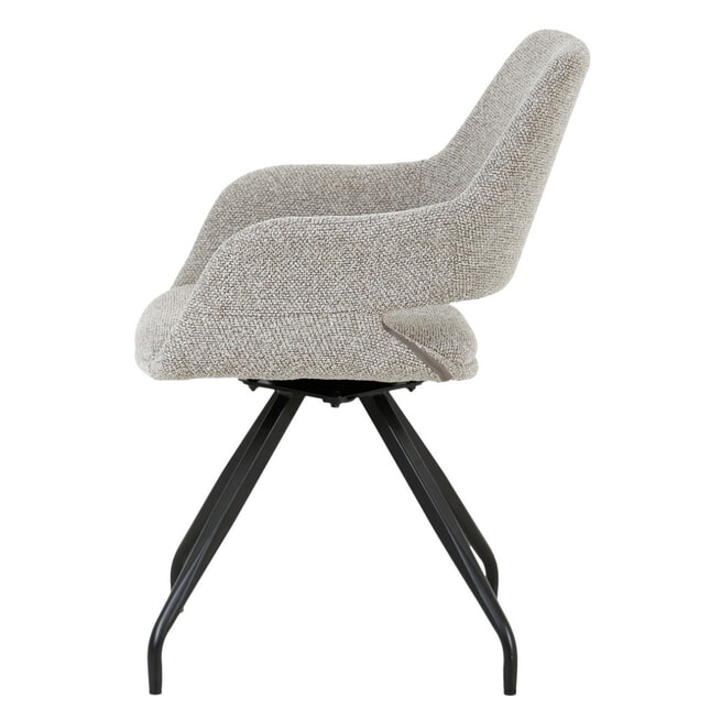 Furnihaus Monza Bjorn Eetkamerstoelen - 2 stuks - Taupe - 82,5x59x60 cm Met Armleuningen - 180° Draaibaar