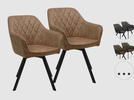 Meubel31 Brione Draaibare Eetkamerstoelen - 2 stuks - Cognac