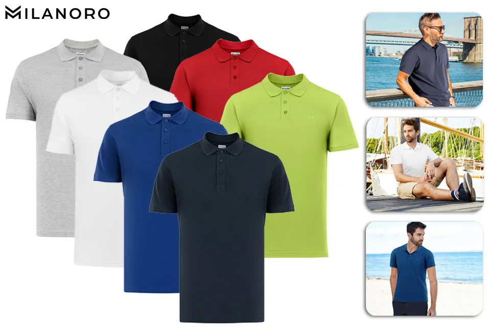 Milanoro - L - Poloshirt - Heren - Lichtgrijs