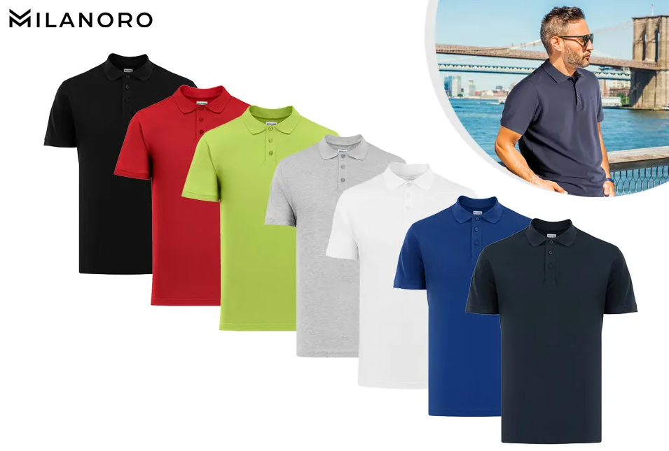 Milanoro - L - Poloshirt - Heren - Lichtgrijs