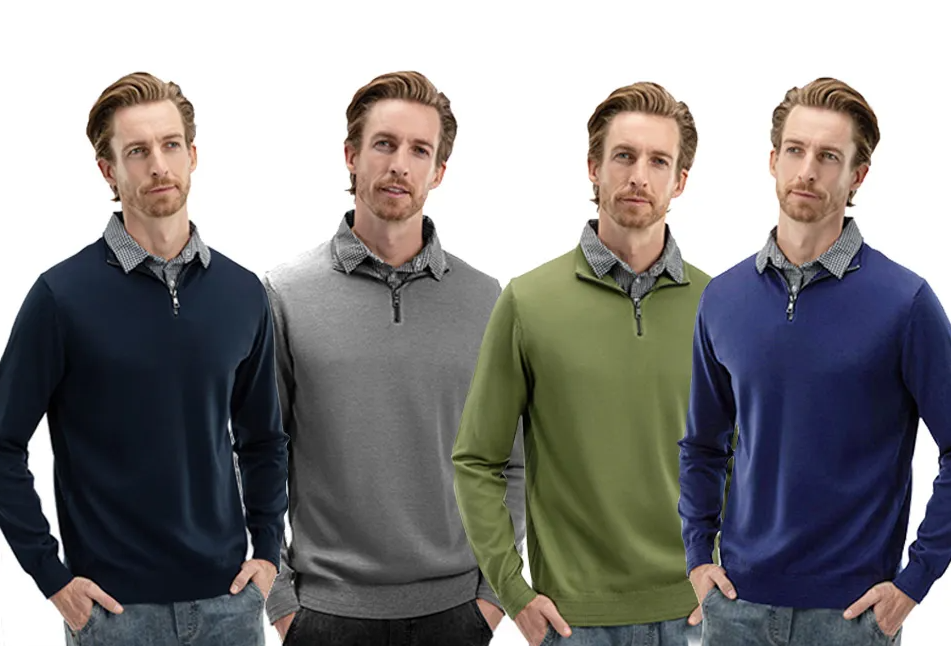 Milanoro Herenpullover met overhemdkraag dark grey Maat L