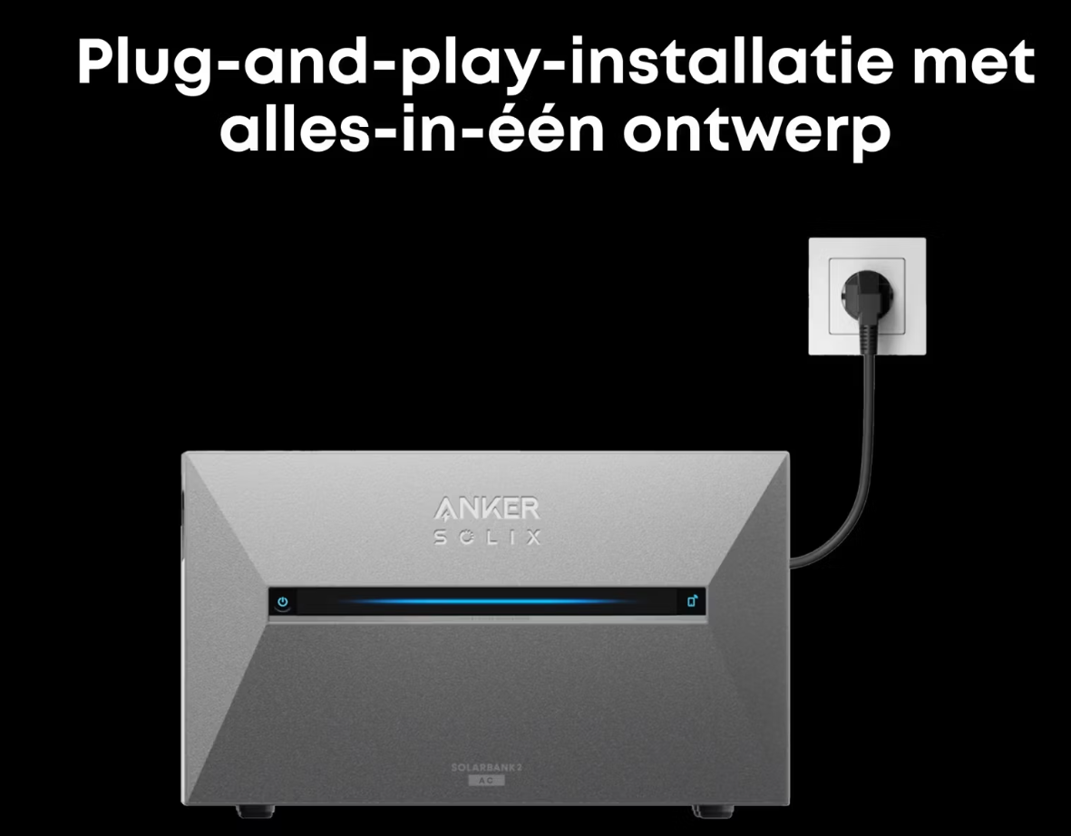 Anker SOLIX Solarbank 2 - Stroomopslag van zonnepanelen - E1600 AC - Zwart/Grijs