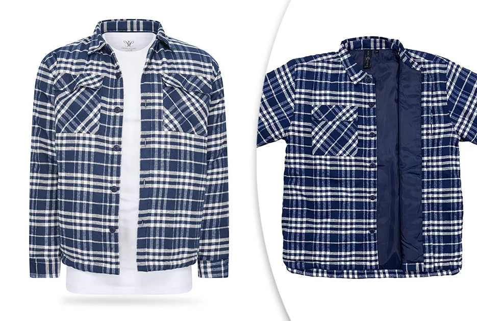 Mj Woodsman - Heerlijk warm, gevoerd houthakkershemd met ruiten - Navy - Maat M