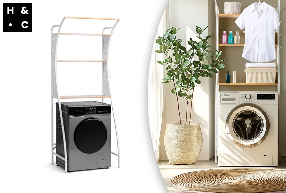 Home & Comfort Ombouwkast - Wasmachine - 3 legplanken - Wit