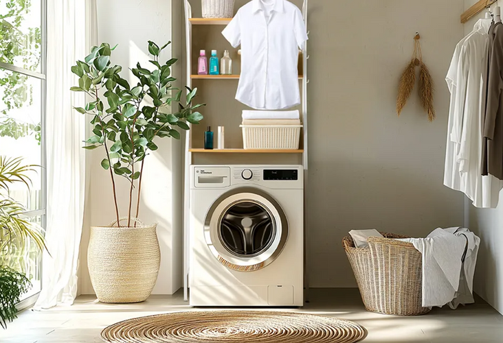 Home & Comfort Ombouwkast - Wasmachine - 3 legplanken - Wit