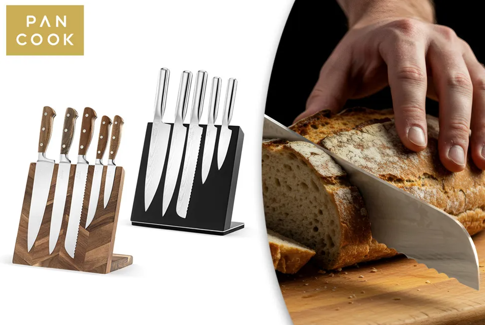 Pan Cook -Elegante 5-delige messenset met stijlvol messenblok