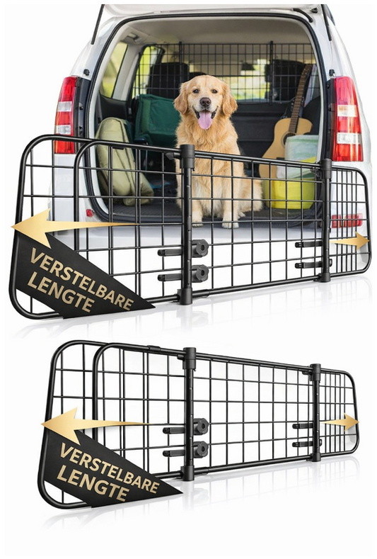 HELDENWERK - Hondenrek Auto Universeel - Zwart Staal - Traploos Verstelbaar Hondenrooster - Veiligheidsrek voor Kofferbak - Eenvoudige Montage Zonder Gereedschap
