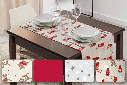 Dekor Feestelijke tafelloper met kerstprints - Grijs