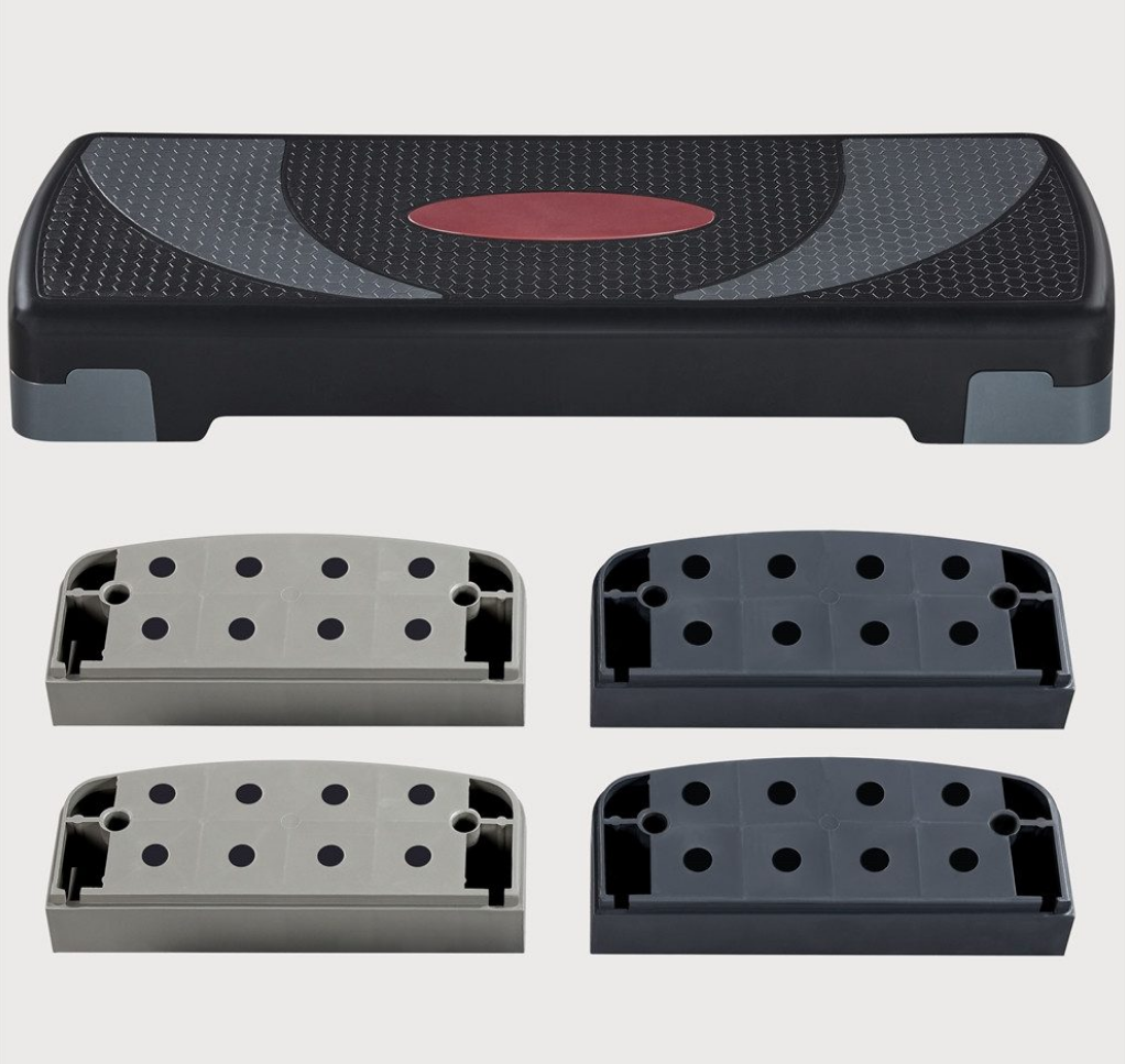 Yaheetech Verstelbare Step-Up - 79,5 x 30 x 10,5-20 cm - Zwart Met Grijs – Fitness Stepper met 3 Hoogtes