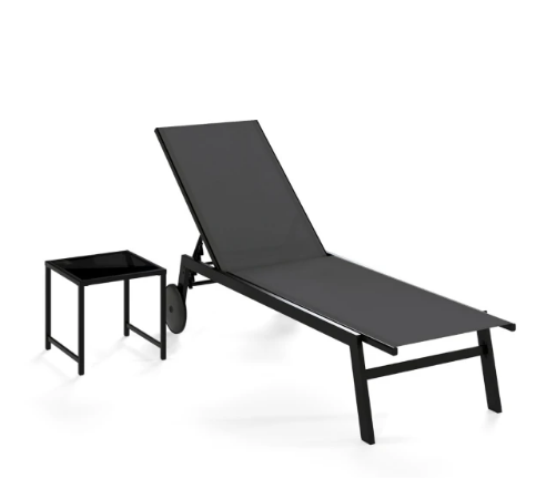 Coast Ligbed Tuinset - Verstelbare Rugleuning - Inclusief Bijzettafel - Weerbestendig - Opklapbaar - Grijs