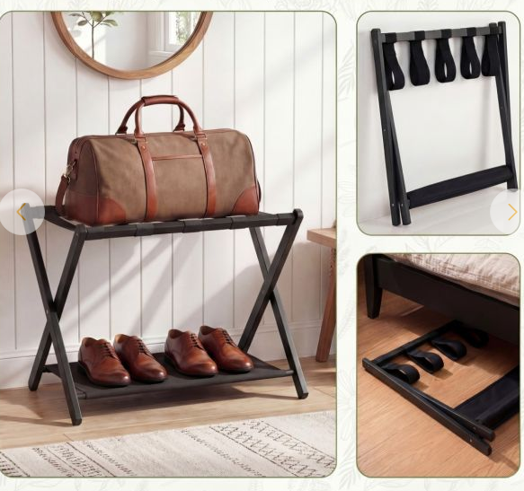 Coast Bagagesteunen - Set van 2 - Opvouwbaar - Bamboe - Zwart
