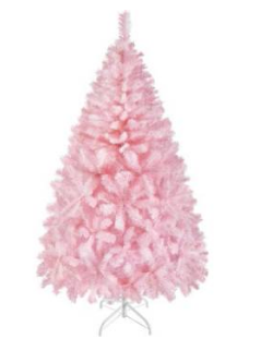 Yaheetech Kunstkerstboom - Roze - 213 cm - 7FT - Opvouwbaar - Metaal