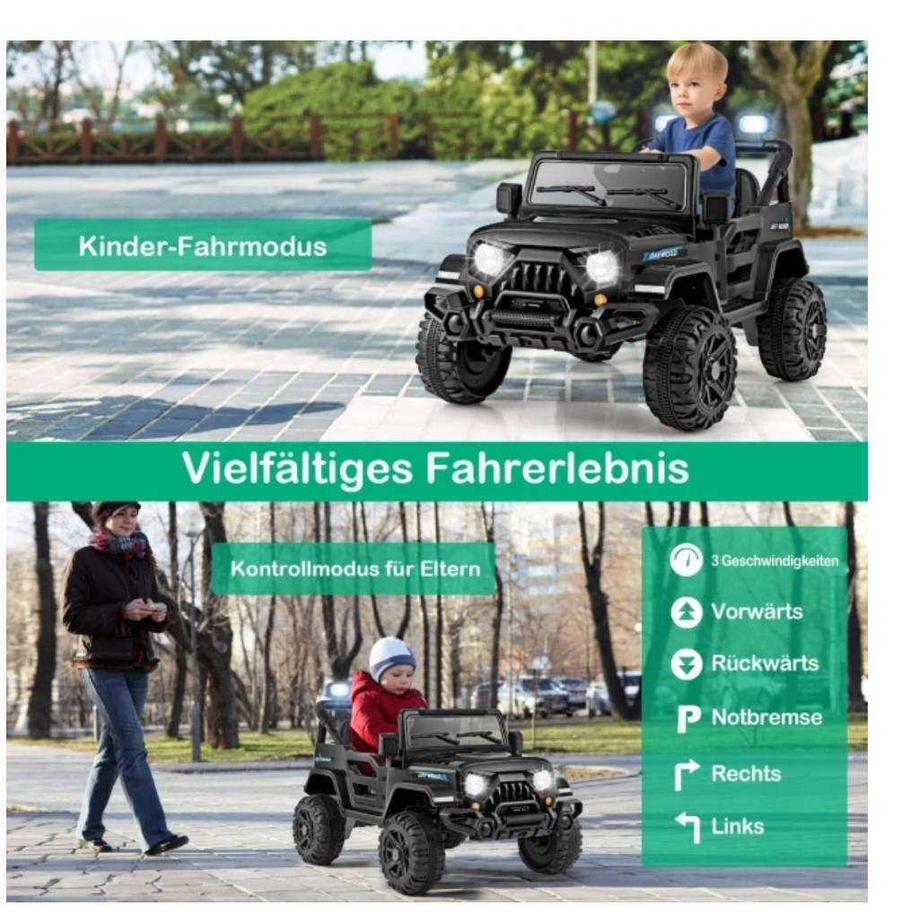 Coast Elektrische Kinderauto Zwart – SUV met Afstandsbediening en LED-Verlichting – 99 x 62 x 62 cm
