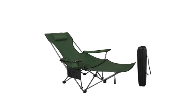 WOLTU CPS8148gn campingstoel - visstoel 2 in 1 met afneembare voetensteun - verstelbare rugleuning - groen
