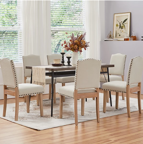 Yaheetech Eetkamerstoelen - 2Stuks - 136kg - Gestoffeerd - Beige