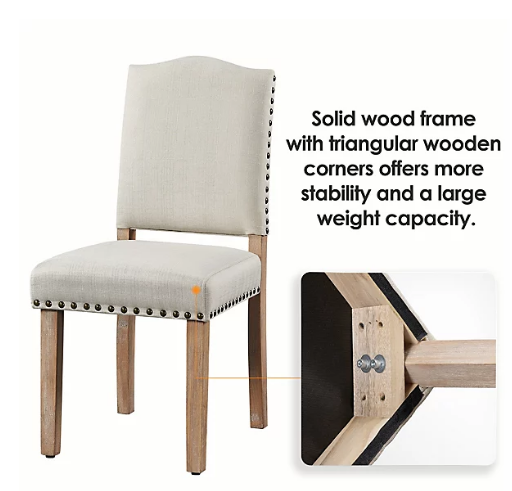 Yaheetech Eetkamerstoelen - 2Stuks - 136kg - Gestoffeerd - Beige