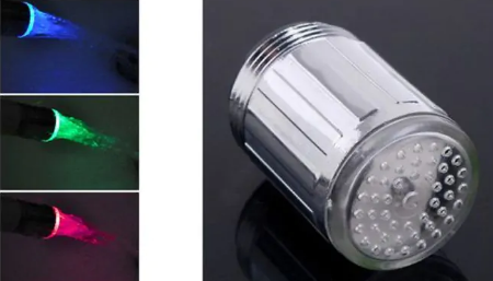 Kraanverlichting - LED - 2 Stuks - Temperatuursensor - Waterbesparend - 2,2 x 2,2 x 3,1 cm - Zilver
