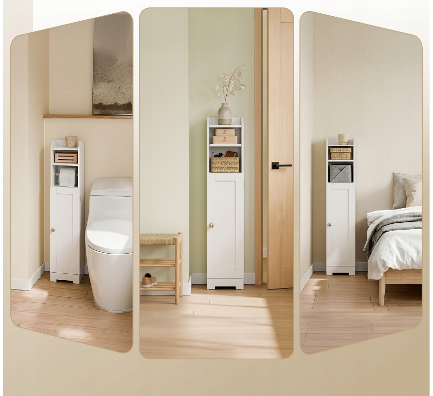 SoBuy Badkamerkast - Kolomkast met Planken - Wit MDF - Staand Model