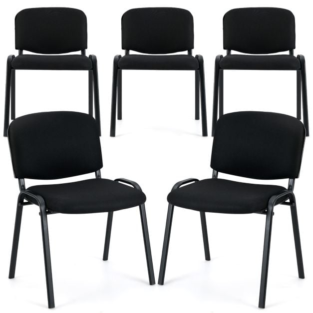 Coast Vergaderstoelen Set - Stapelbaar - Ergonomisch - Linnen - Metaal - 5-Delig - Zwart