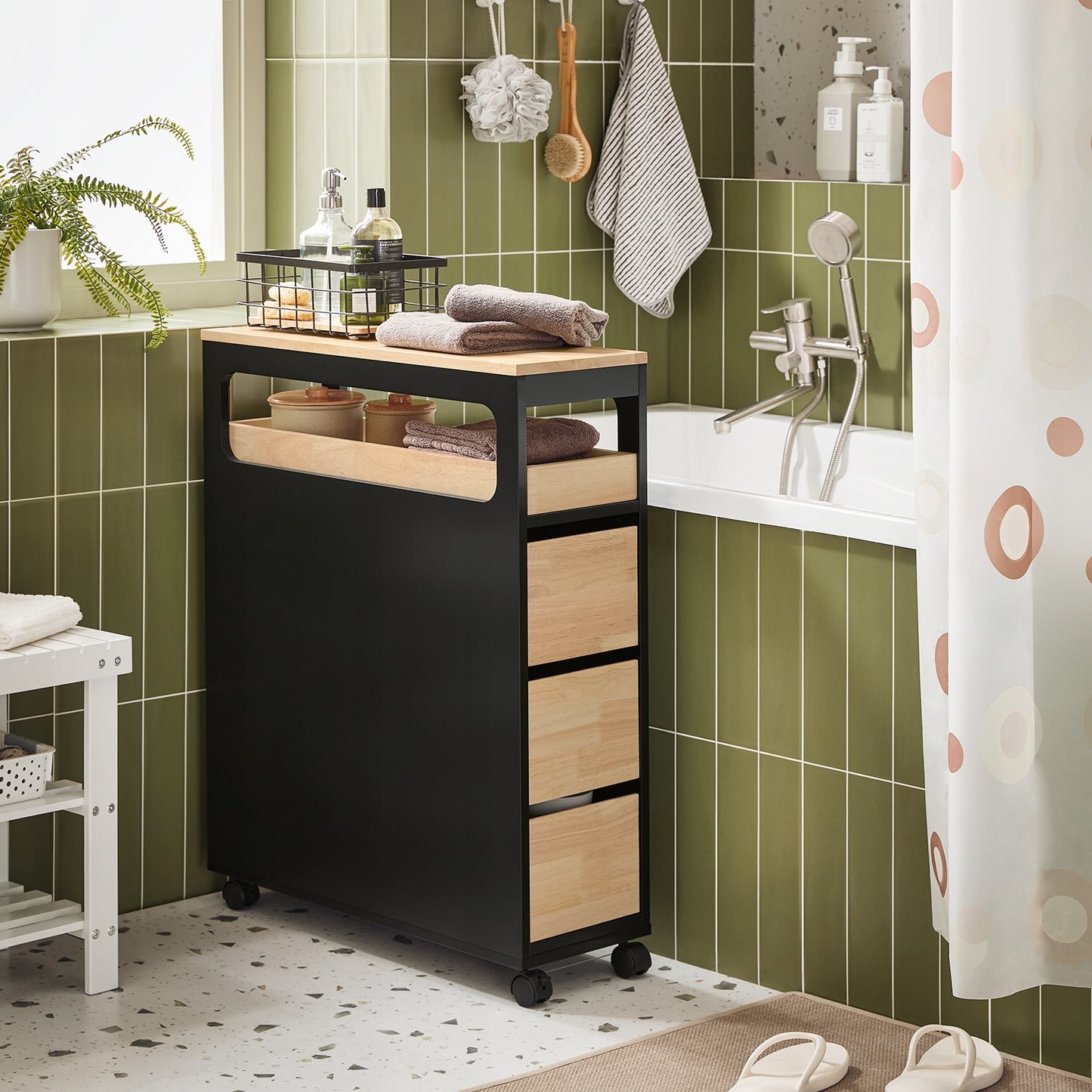SoBuy Archiefkast - BZR54-SCH - MDF & Bamboe - Tot. 40kg - 24x82x65cm - Zwart
