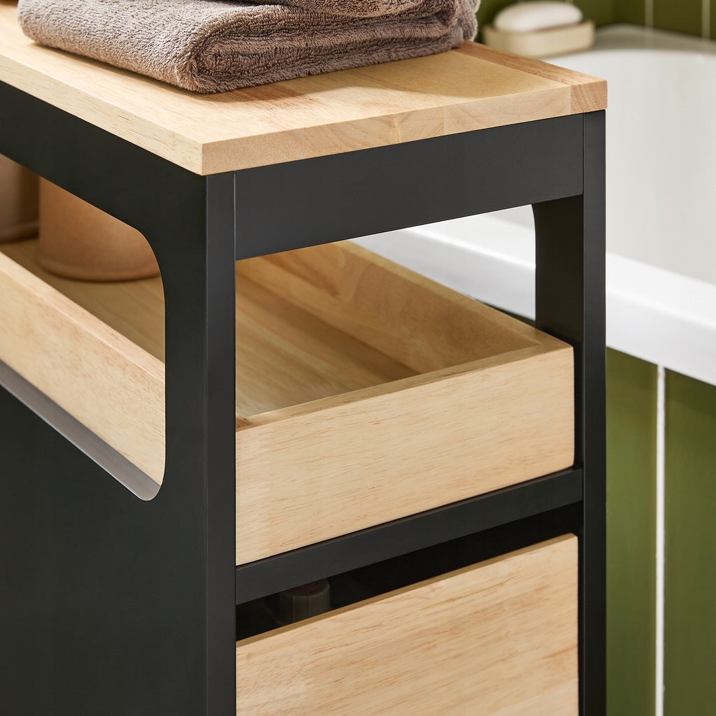 SoBuy Archiefkast - BZR54-SCH - MDF & Bamboe - Tot. 40kg - 24x82x65cm - Zwart