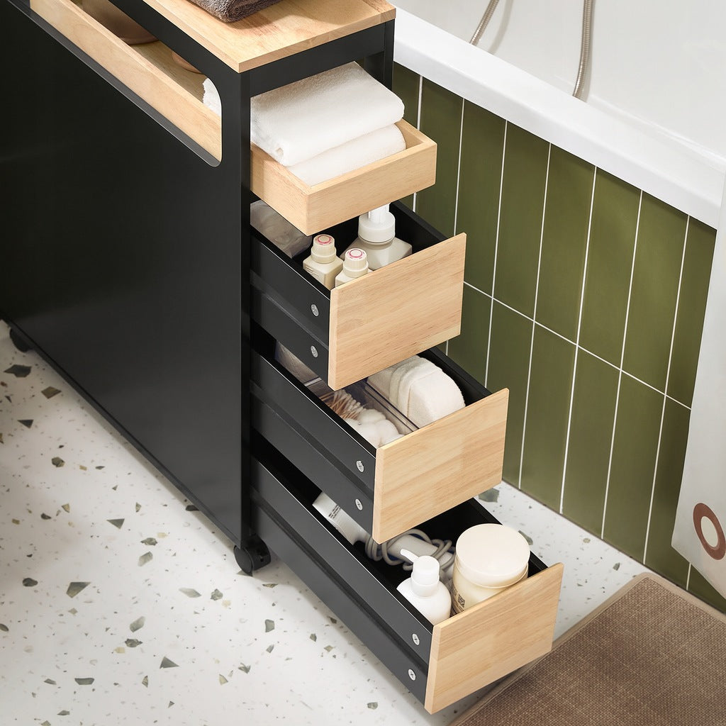 SoBuy Archiefkast - BZR54-SCH - MDF & Bamboe - Tot. 40kg - 24x82x65cm - Zwart
