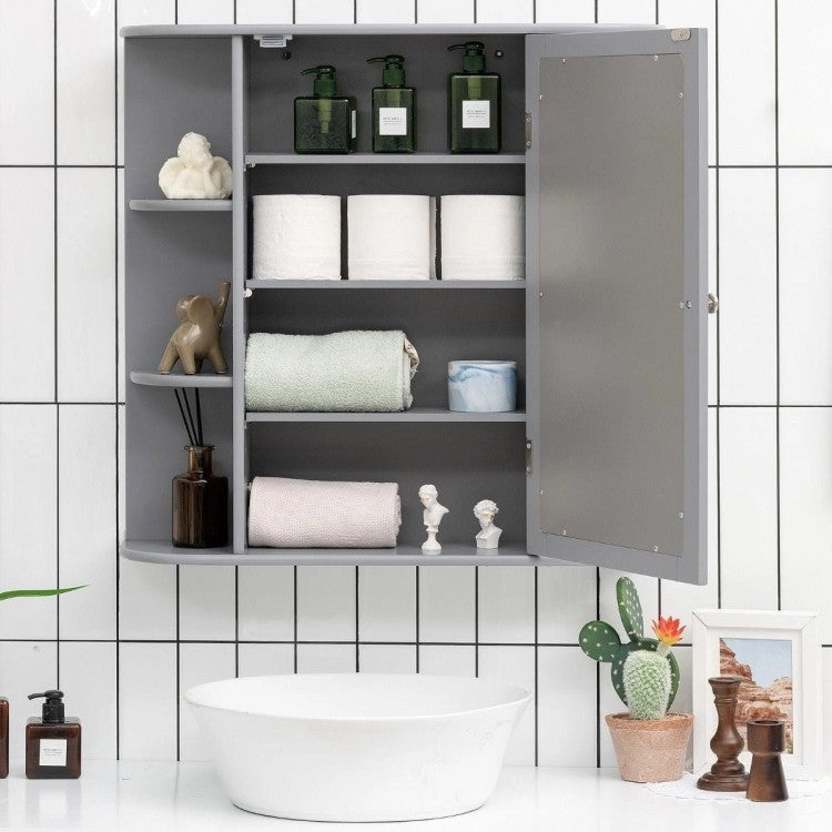 Coast Mirrored Badkamerkast houten wandkast voor badkamer 66 x 16,7 x 63 cm grijs
