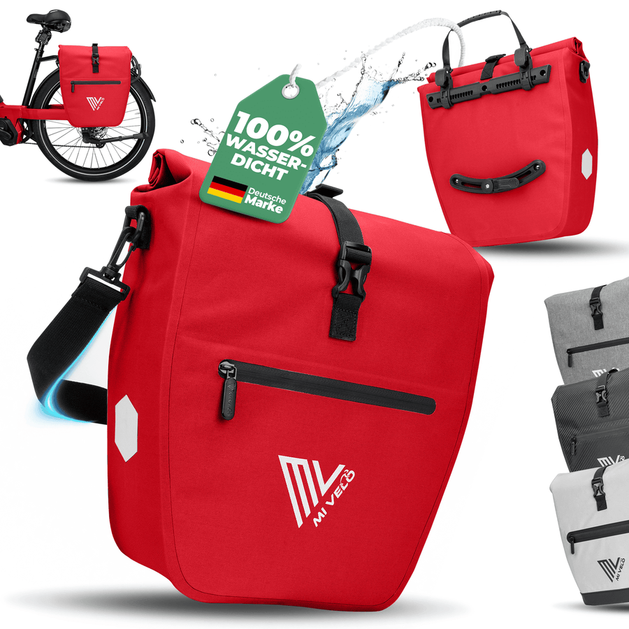 MIVELO Fietstas – Waterdicht & Incl. Schouderband – 20 liter – 50 x 31 x 14 cm – Rood
