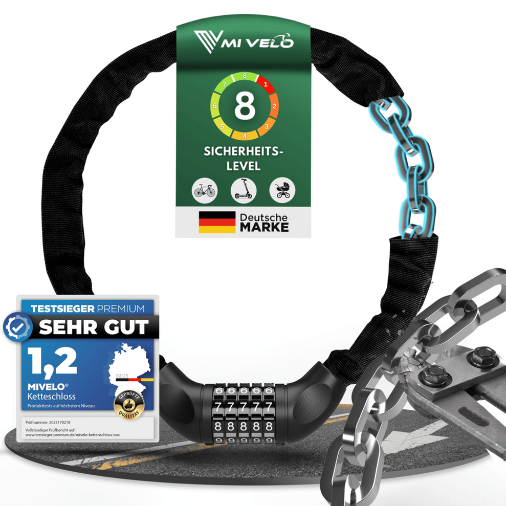 MIVELO Fietsketting met Cijferslot – 90 cm – Staal – Zwart – Veilig & Universeel