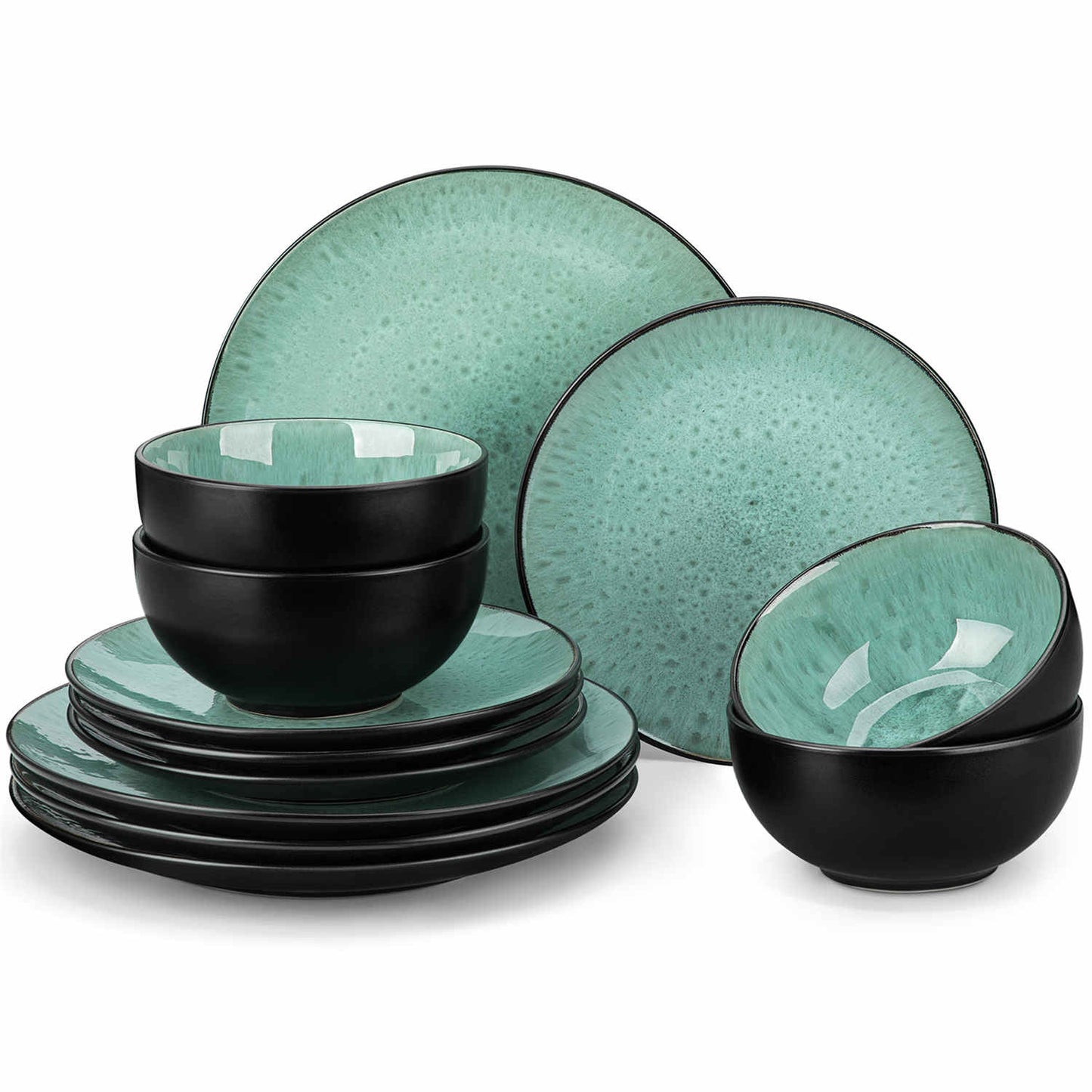 Vancasso Bubble 12-delige Serviesset – Groen – 26,9 cm / 22 cm / 15,3 cm – Servies voor 4 Personen