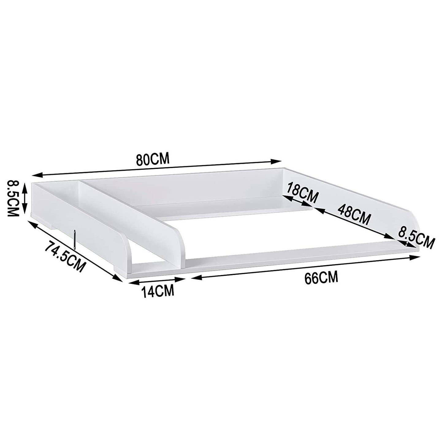Woltu Aankleedopzetstuk voor Commode – Wit – MDF – 80 x 74,5 x 8,5 cm