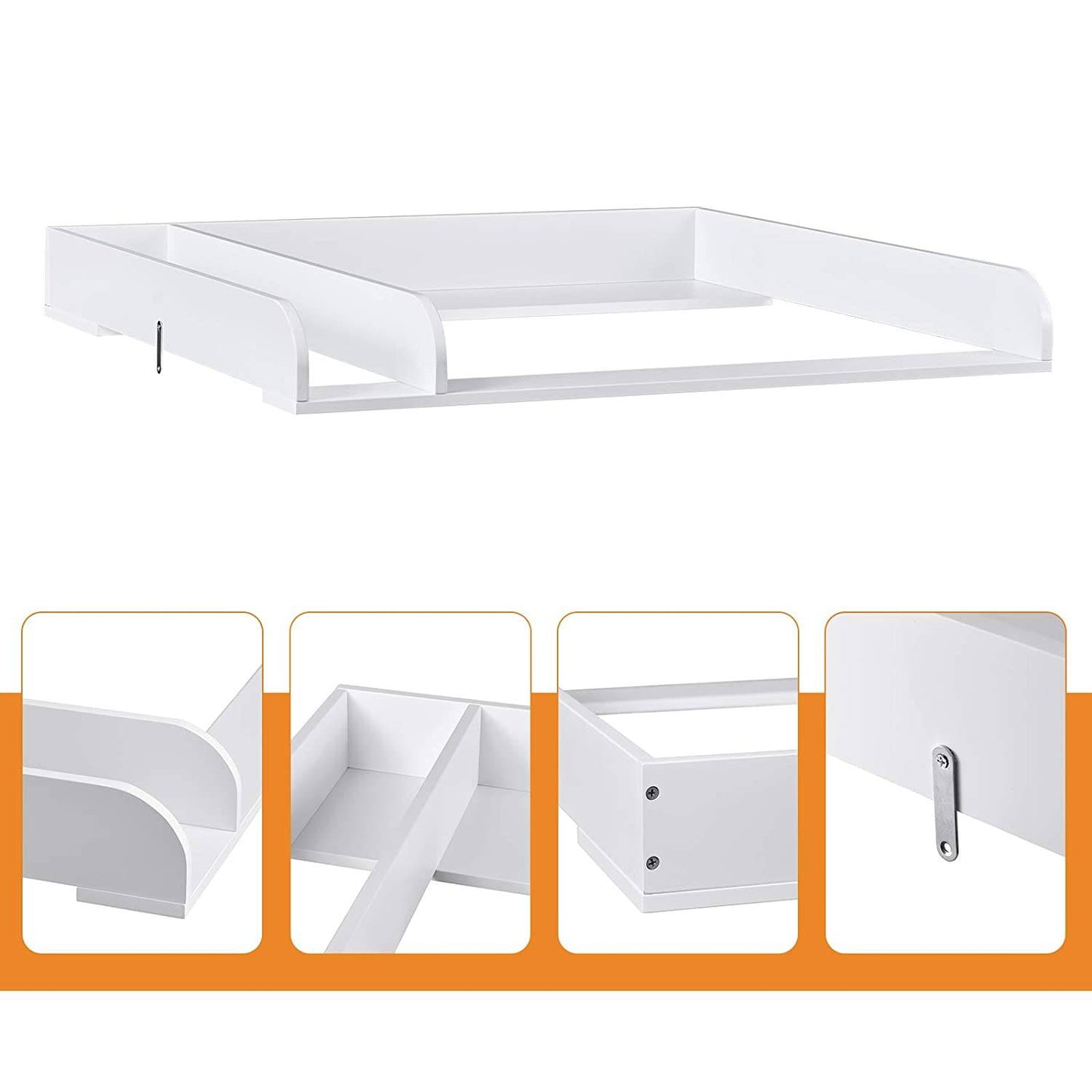 Woltu Aankleedopzetstuk voor Commode – Wit – MDF – 80 x 74,5 x 8,5 cm