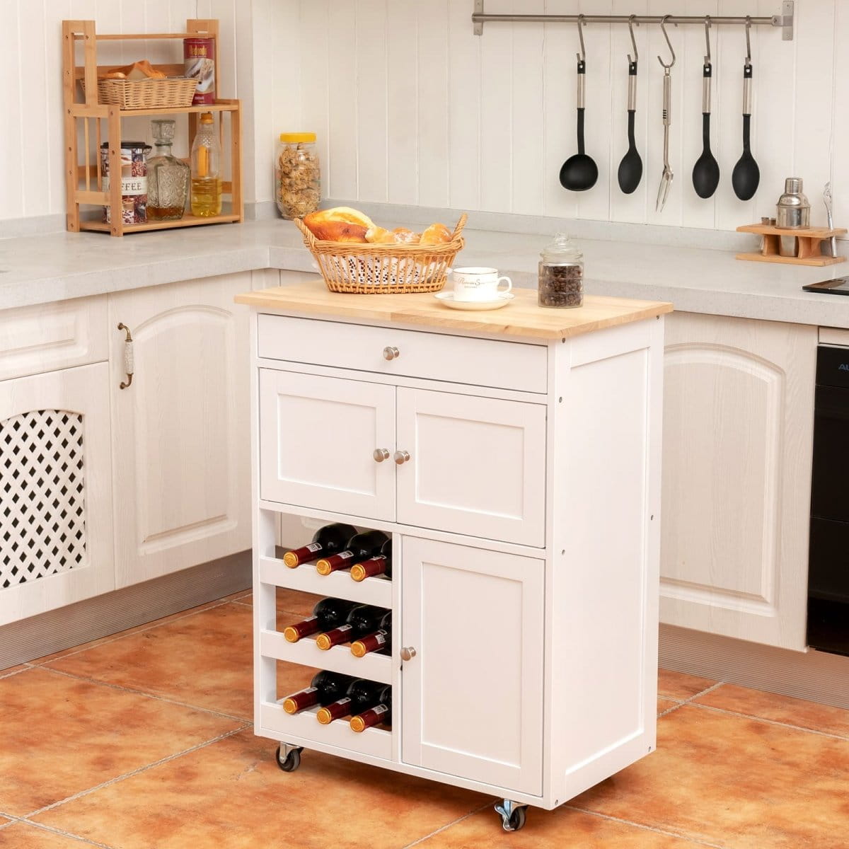 Coast Keukentrolley op wielen - Max. 20 kg - 67 x 37 x 86 cm - Wit