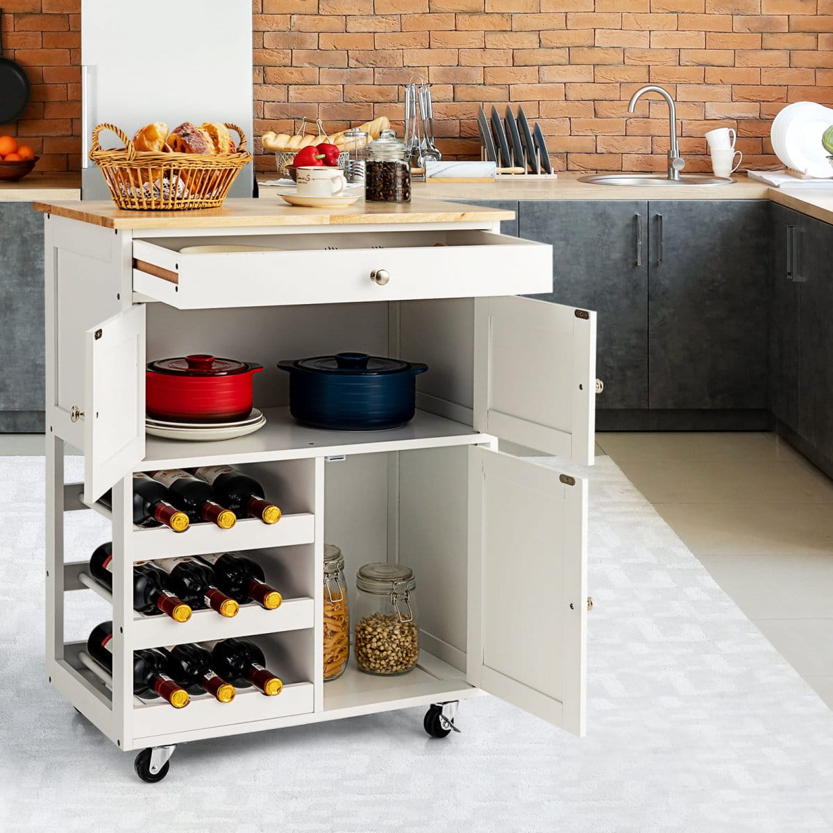 Coast Keukentrolley op wielen - Max. 20 kg - 67 x 37 x 86 cm - Wit