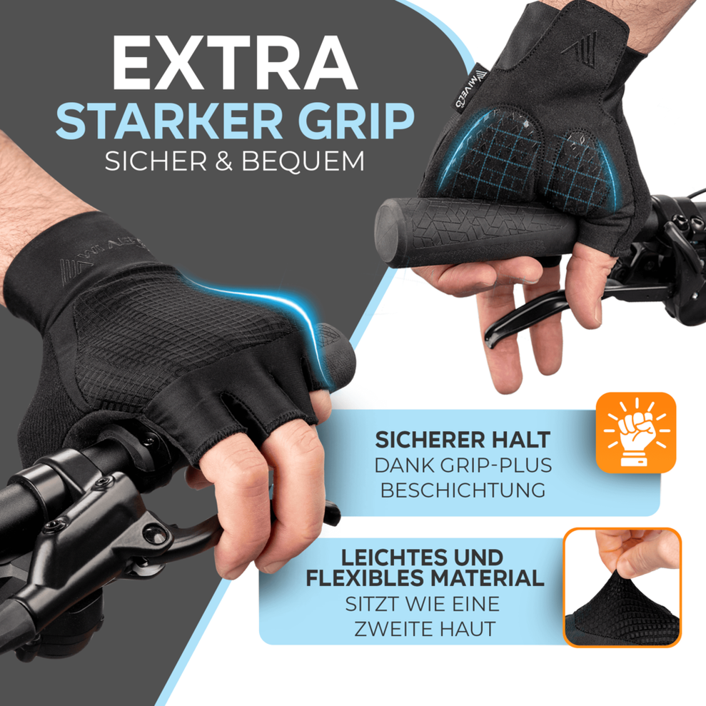 MIVELO Gevoerde Fietshandschoenen - Zomermodel - Ademend en Vingerloos - Sterke Grip - Zwart - Maat S