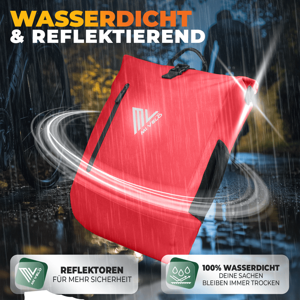 Mivelo PRIMUS - 3-in-1 Waterdichte Fietstas met Laptopvak - Rood - 20 L