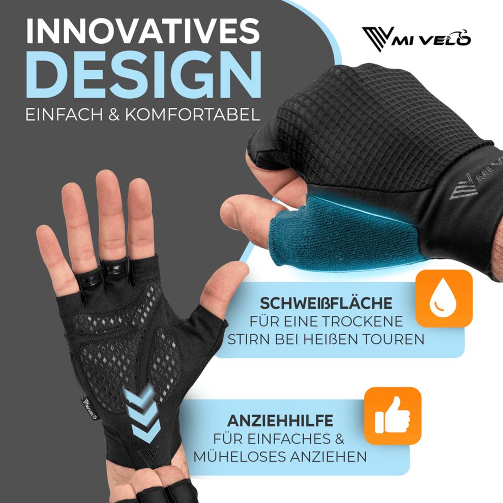 MIVELO Gevoerde Fietshandschoenen - Zomermodel - Ademend en Vingerloos - Sterke Grip - Zwart - Maat S