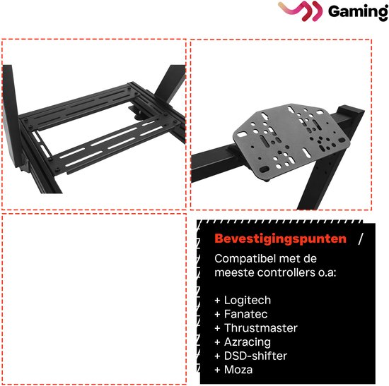 VDD Gaming Op Sim Racing Cockpit – Zwart op Zwart - Aluminium
