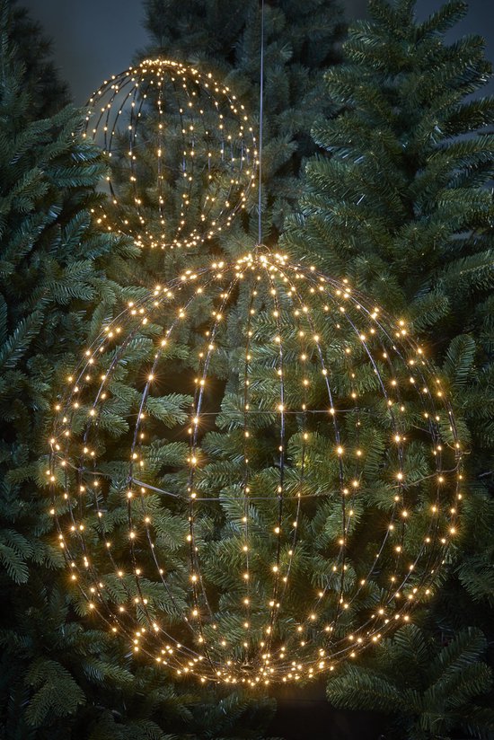 Luca Lighting Kerstverlichting Bal met Warm Witte LED Lampjes - Ø60 cm - Zwart