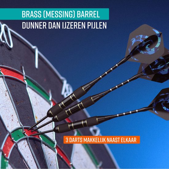 Napi Darts - 6 Dartpijlen (64-delig) - 23, 24, 25, 26 Gram Dartspijlen - 2 Sets Premium Brass Pijlen - Steeltip - Inclusief Dart Flights & Case