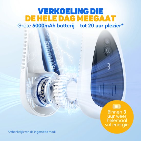 Vulpes Goods® Tech - Nek Ventilator met Koelelement - Oplaadbaar & Geruisloos - Draagbare Gezichtsventilator - 3 Standen met Extra Koeling - ELITE Versie