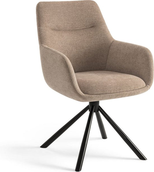 Furnihaus Olivia - Draaibare Eetkamerstoel - Armleuningen - Beige - Stof