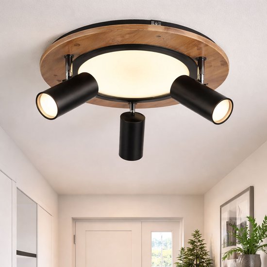Globo - plafonniere - Kassu - naturel zwart - metaal - Ø 40cm - LED - 67307D