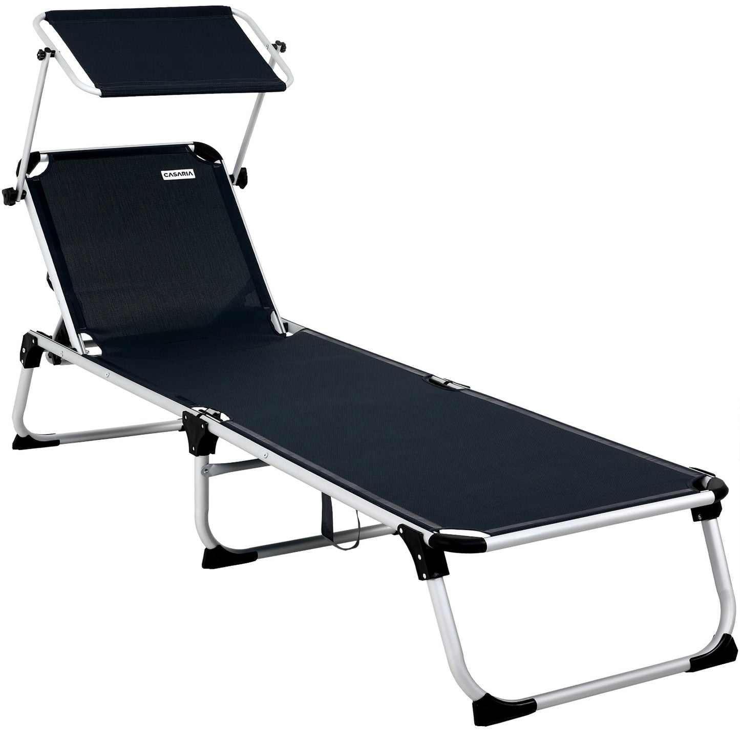 Casaria Ligstoel Malta Comfort – met Zonnedak 210 cm - Antraciet