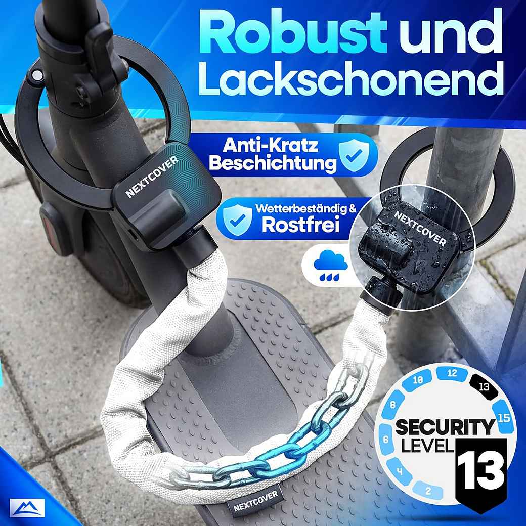 NEXTCOVER E-Scooter Slot - Kettingslot - 90 cm - Steel-Secure - 3 Sleutels