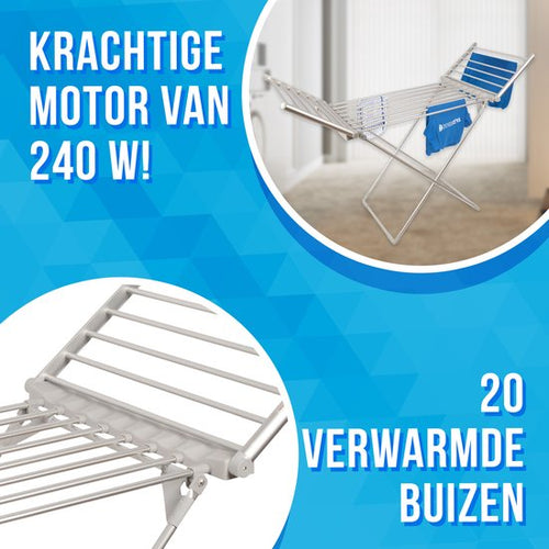 SIlvergear Elektrisch Droogrek - Verwarming - 147 x 54 x 94 cm - Wit